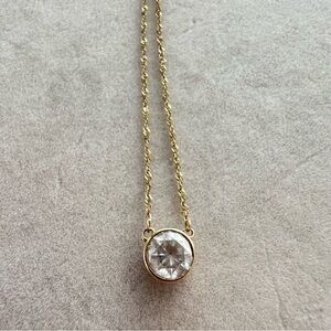 10k vintage Gold Necklace with Crystal Pendant